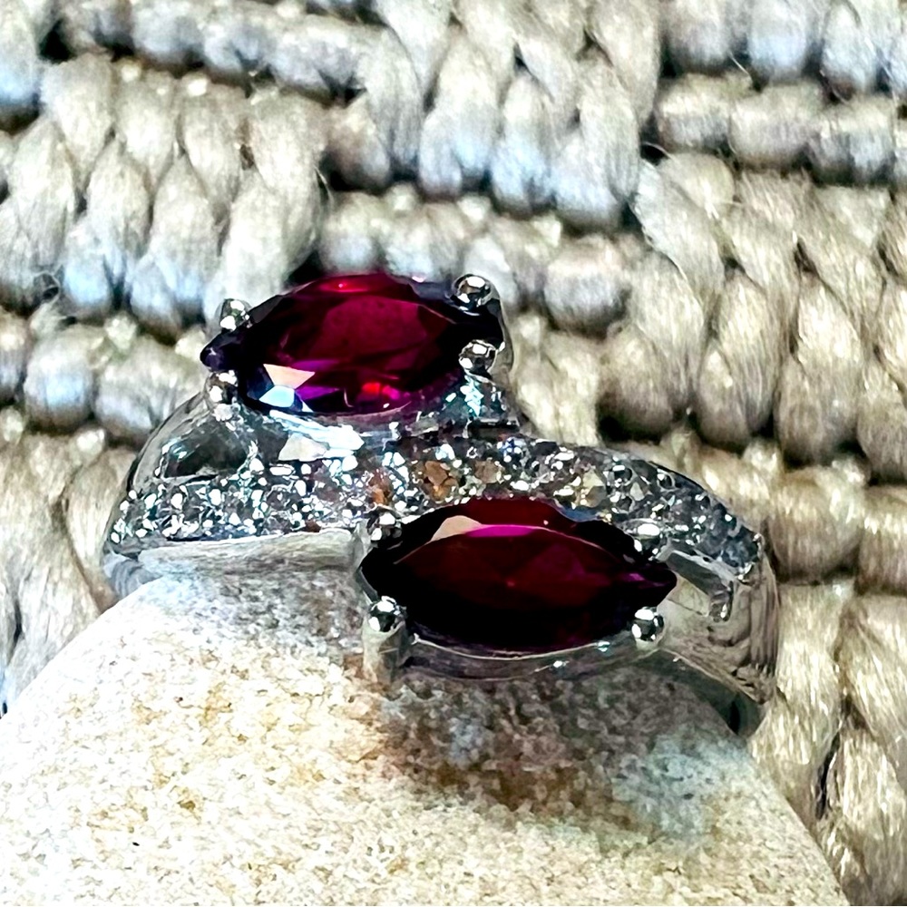 Rhodolite Garnet and White Topaz Sterling Silver